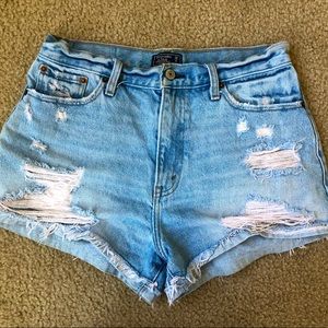Abercrombie and Fitch distressed denim shorts.